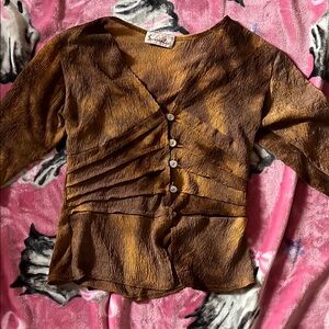 Stylish Brown Button-Up Blouse